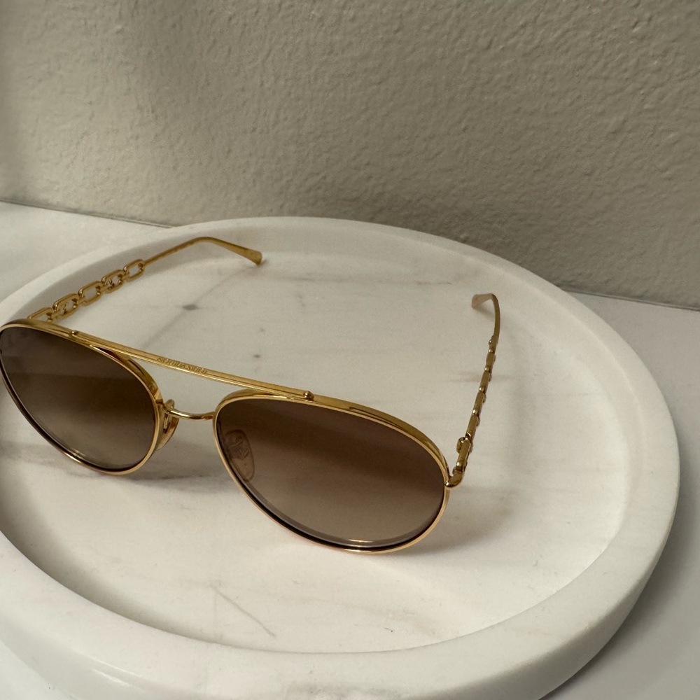 My LV Chain Pilot Sunglasses Louis Vuitton Gold Frame Sunglasses with Brown - Picture 7 of 13